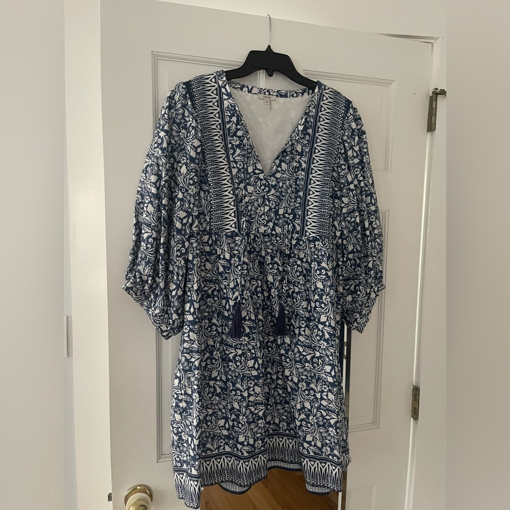 Tyler Boe Blue and White Floral Dress